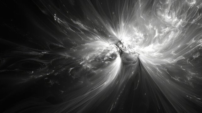 Time and space singularity of dark energy and matter in space computer generated black and white abstract effect