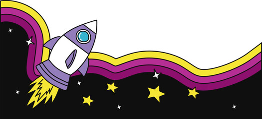 Groovy Colorful Space Themed Border