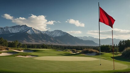 Obraz premium golf course and flag