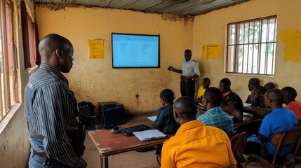 Officers conducting a community safety workshop, educating locals on self-defense and emergency preparedness.