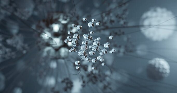 Prednisolone rotating 3d molecule, molecular structure of corticosteroid, seamless video