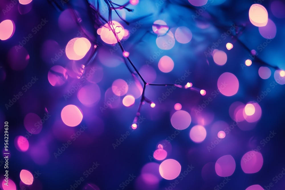 Poster vibrant bokeh lights illuminate a dark background, creating a mystical atmosphere in an enchanting s