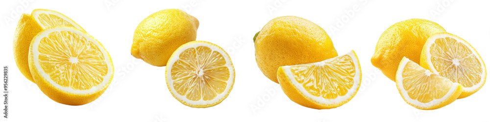 Poster clipping path, full depth of field, isolated lemon on white background