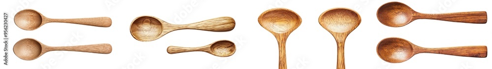 Poster white background and full depth of field with wooden spoon isolated on it