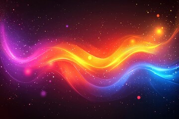 Fototapeta premium Abstract Colorful Glowing Waves with Sparkling Dust