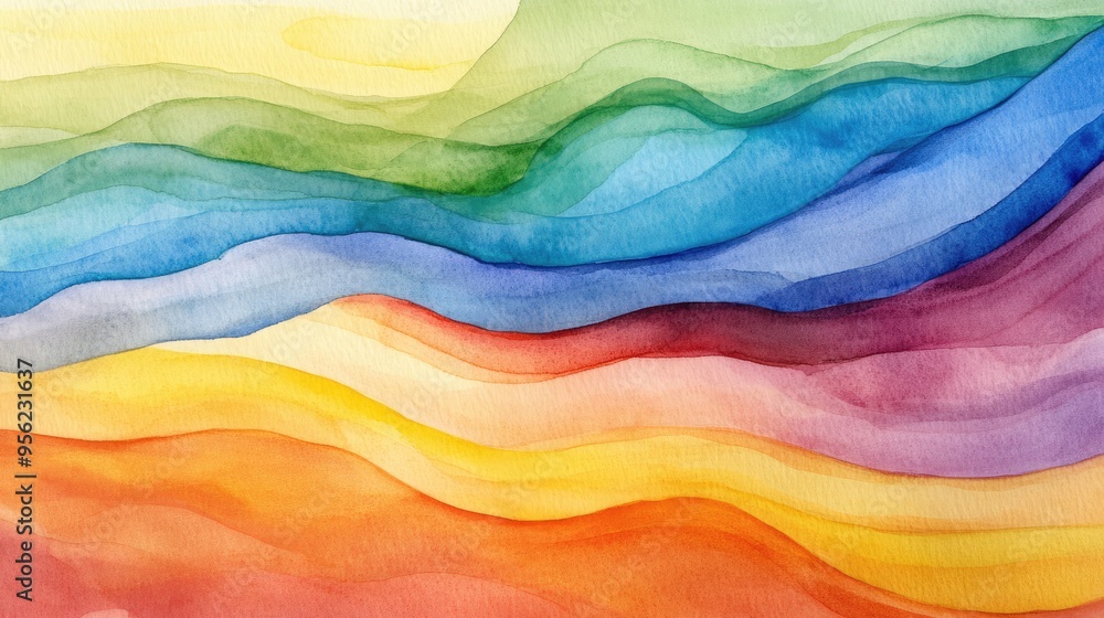 Canvas Prints Watercolor Abstract Rainbow Landscape