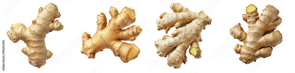 Aufkleber intense depth of field on an isolated white ginger root