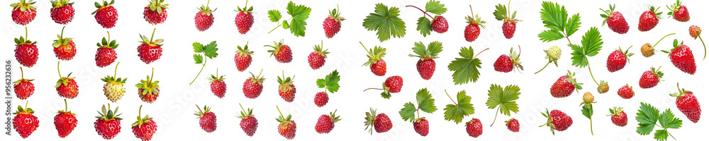 Poster the wild strawberry is isolated on a white background with full depth of field