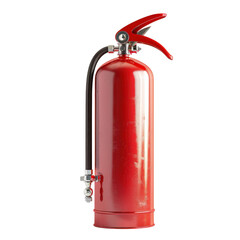 Obraz premium A bright red fire extinguisher, essential for safety and emergency preparedness in homes and workplaces.