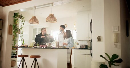 Chef, people and private cooking class in kitchen for learning, culinary skill development and teaching. Professional, couple and hot food in home for advice, nutritional guide and cuisine education