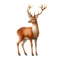 Fototapeta premium Sika deer on white background