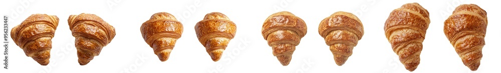 Poster isolated croissant with full depth of field on white background