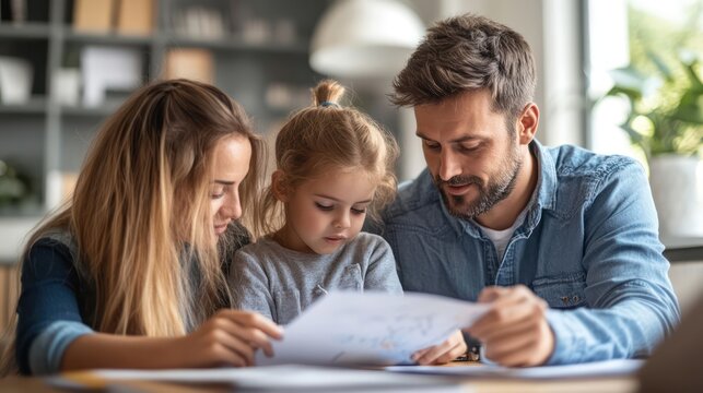 Parents using a co-parenting platform to share digital homework assignments and school project updates, keeping each other informed.