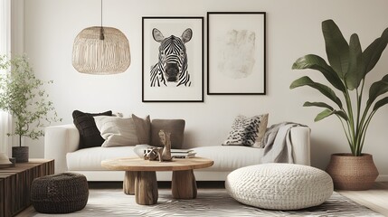 Subtle boho animal prints, like zebra or leopard, set against a plain background for a stylish and minimal look