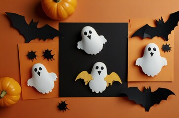 Obraz premium halloween background with pumpkin and bats