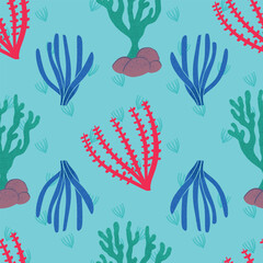 Coral reef vector underwater seamless pattern design