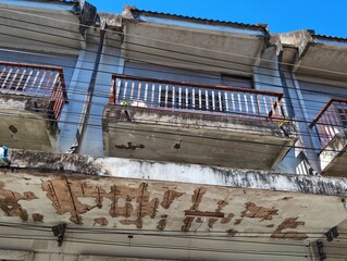 Old shophouse with balcony building