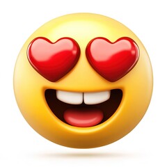 An emoji of the heart-eyes face, on a white background