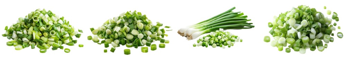 An onion with its green skin isolated on a white background, with a full depth of field