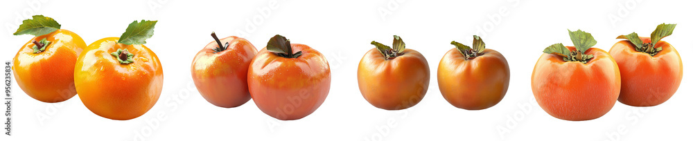 Aufkleber White background with a single persimmon isolated on it