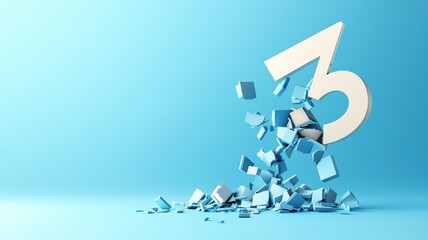 Interest rate percentage symbol crumbling into pieces, metaphor for economic instability