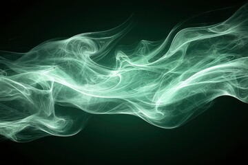 Fototapeta premium Abstract Green Smoke Swirls on a Black Background