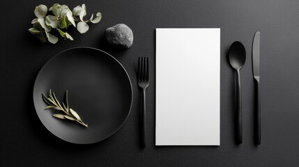 A restaurant menu mockup with elegant typography and a sophisticated layout.