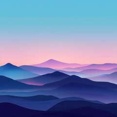 Fototapeta premium Abstract Blue and Pink Mountainscape at Dusk