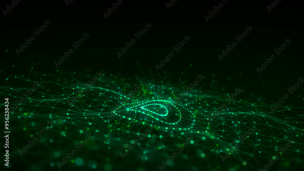 Poster 3d digital circular dynamic wave. technology smart wave. seamless flow digital structure. cyber tech