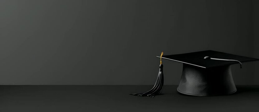A graduation cap on a dark surface, symbolizing academic achievement and celebration.