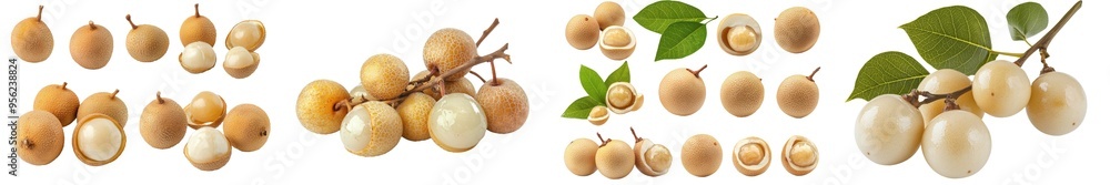 Poster intense focus on a longan on a white background