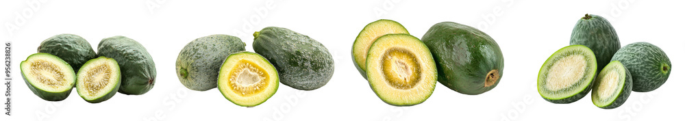 Poster full depth of field of the feijoa isolated on white background