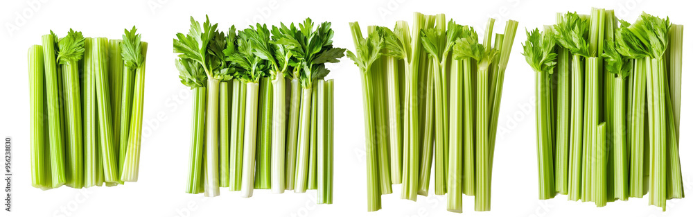 Aufkleber on a white background, celery is isolated with a full depth of field