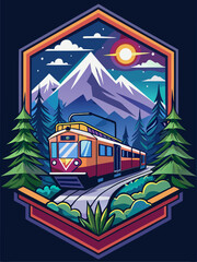 Train Journey Through Snowy Mountains at Night