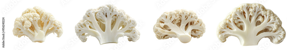 Poster a full depth of field image of cauliflower isolated on a white background