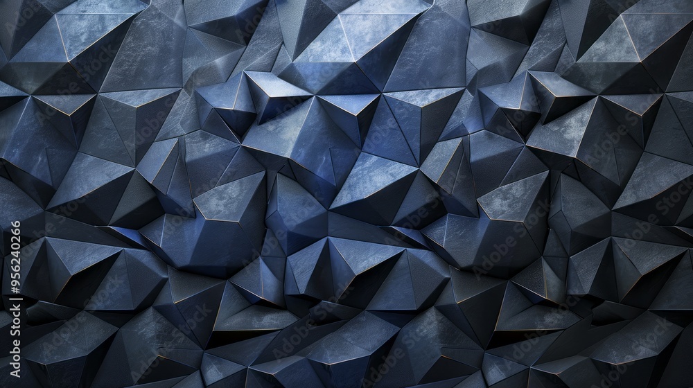 Poster A blue background with many triangles