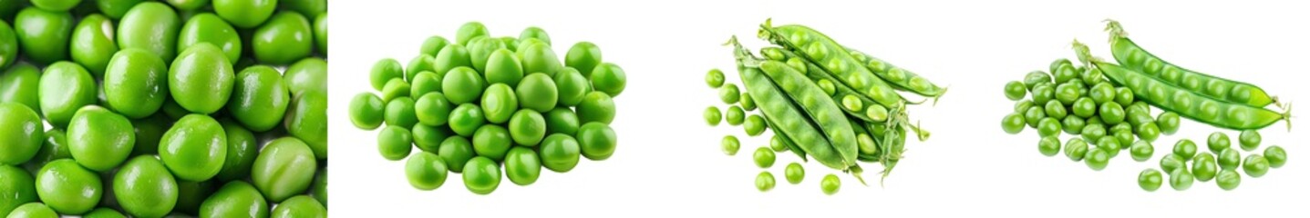 Full depth of field image of a green pea, isolated on a white background
