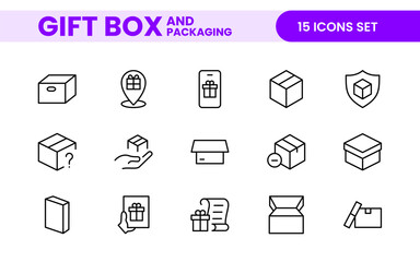 Elegantly Crafted Gift Box & Packaging Icon Set: Perfect for Celebrating Special Occasions, Events, and Holidays with High-Quality Icons that Enhance Branding, Digital Designs, and Print Media