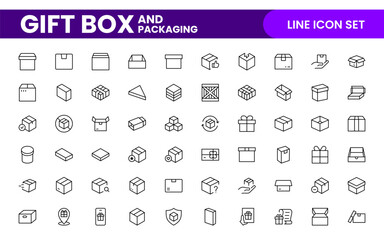 Elegantly Crafted Gift Box & Packaging Icon Set: Perfect for Celebrating Special Occasions, Events, and Holidays with High-Quality Icons that Enhance Branding, Digital Designs, and Print Media