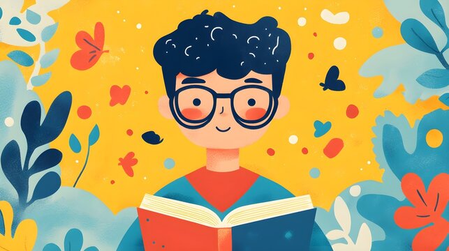 Flat design of a children's book cover with playful, bold sans-serif fonts