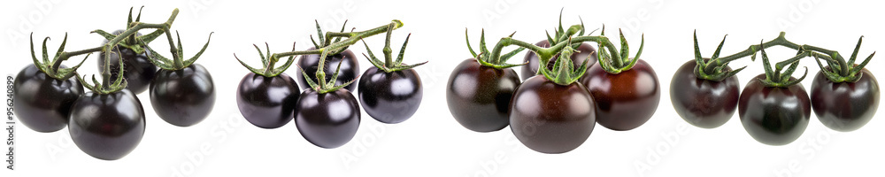 Aufkleber detailed image of a black tomato with full depth of field, isolated on a white background