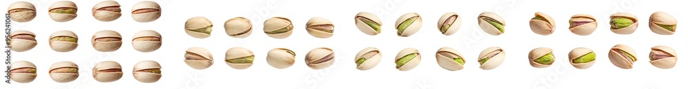 Poster a pistachio peeled on a white background with full depth of field
