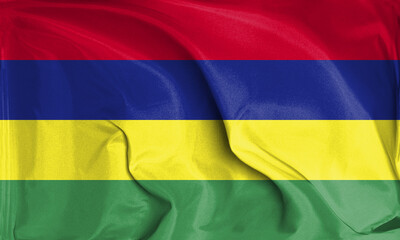 An up close view of Mauritius flag flying textures