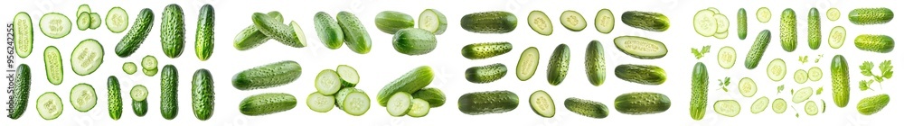 Poster isolated cucumber on white background, full depth of field