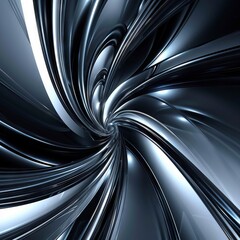Dynamic Abstract Swirl with Metallic Blue and Silver Highlights