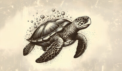 Fototapeta premium Watercolor painting of a sea turtle