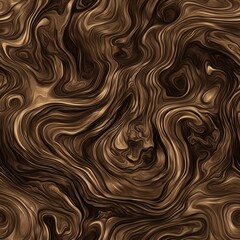 Seamless Dark Brown Wood Grain Pattern with Detailed Swirling Bark Texture
