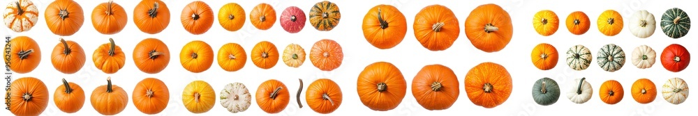 Sticker Full depth of field pumpkin isolated on white background