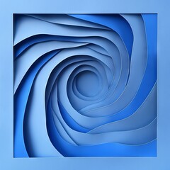 Abstract 3D Spiral Design with Layered Blue Paper Cut Effect