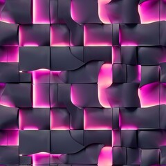 Futuristic 3D Geometric Pattern with Pink and Black Interlocking Shapes